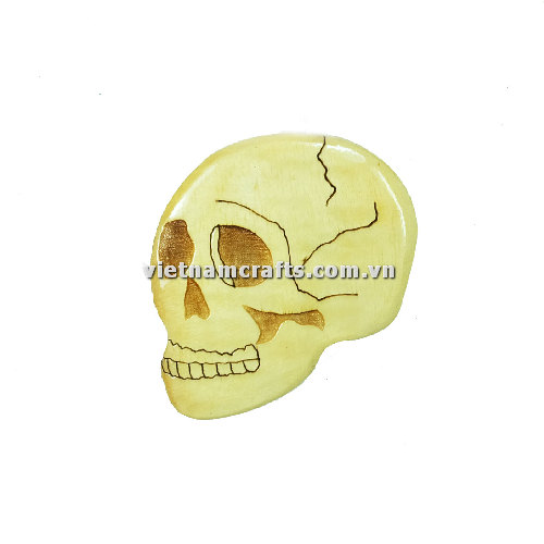 Vietnamcrafts Wholesale Intarsia Wooden Ornament Magnet Wood Carved Handmade Christmas Tree Decor Scroll Saw Holiday 63 Skull