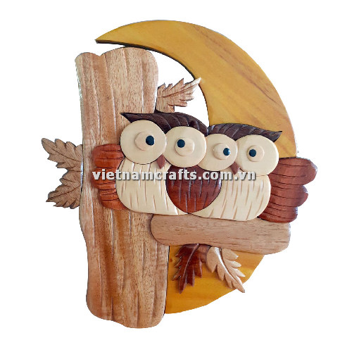 IWP49 Buy Bulk Intarsia Wooden Decoration Door Plate Plauge Room Sign Wholesale Vietnam Owl