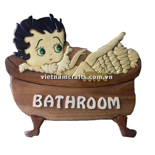 IWP51 Buy Bulk Intarsia Wooden Decoration Door Plate Plauge BathRoom Sign Wholesale Vietnam Betty Boop