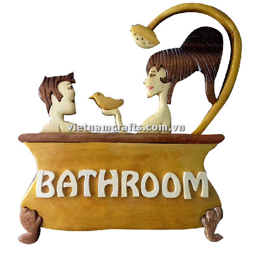 IWP52 Buy Bulk Intarsia Wooden Decoration Door Plate Plauge Room Sign Wholesale Vietnam Bathroom