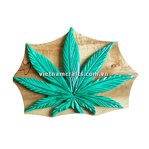 Intarsia wood art wholesale Secret Wooden puzzle box manufacture Handcrafted wooden supplier made in Vietnam Puzzle Box Cannabis Leaf IB151