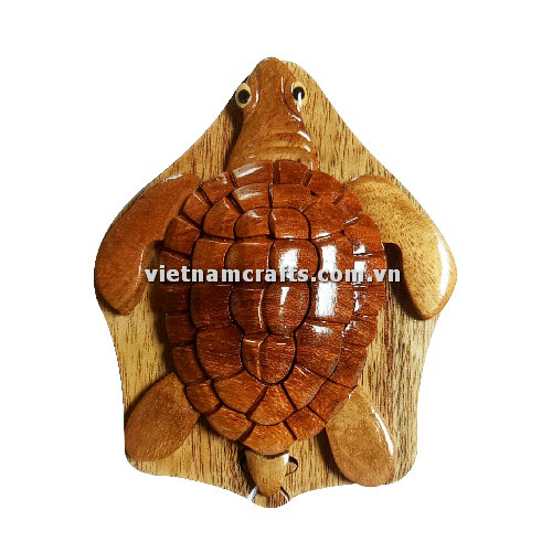 Intarsia wood art wholesale Secret Wooden puzzle box manufacture Handcrafted wooden supplier made in Vietnam Puzzle Box Turtle IB160