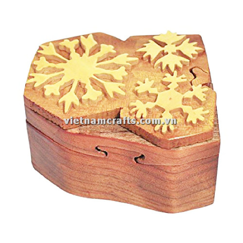 IB166 Intarsia wood art wholesale Secret Wooden puzzle box manufacture Handcrafted wooden supplier made in Vietnam Snowflake A Puzzle Box