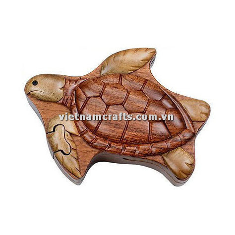 IB180 Intarsia wood art wholesale Secret Wooden puzzle box manufacture Handcrafted wooden supplier made in Vietnam Turtle A Puzzle Box
