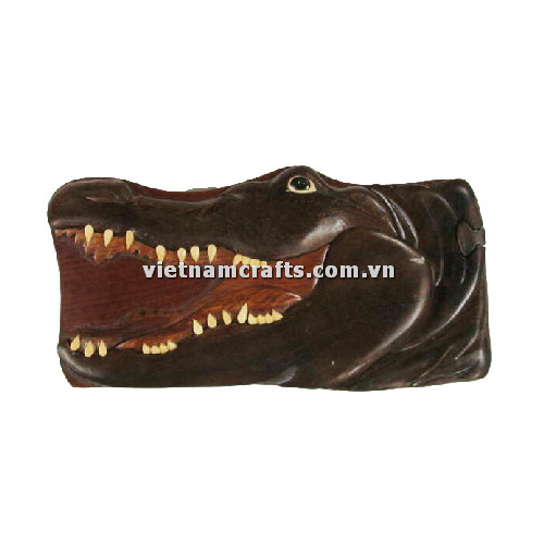 IB182 Intarsia wood art wholesale Secret Wooden puzzle box manufacture Handcrafted wooden supplier made in Vietnam WOODEN ALIGATOR INTARSIA PUZZLE HEAD