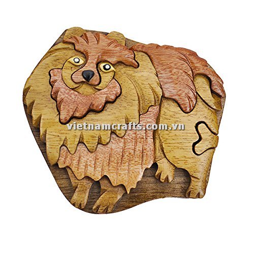 IB197 Intarsia Wood Art Wholesale Secret Wooden Scroll Saw Puzzle Box Manufacture Handcrafted Wooden Supplier Made In Vietnam Pomeranian