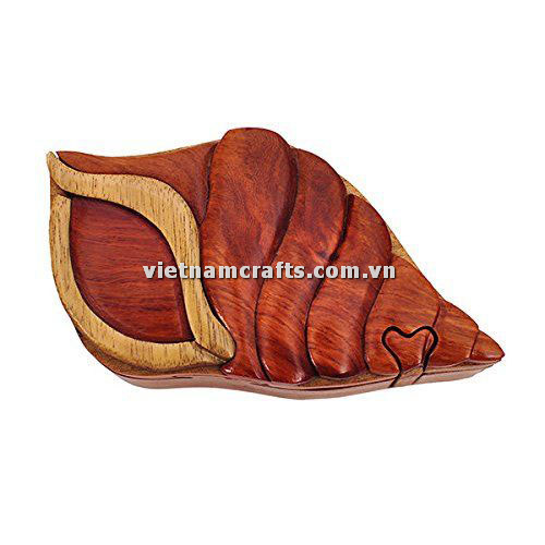 IB199 Intarsia Wood Art Wholesale Secret Wooden Scroll Saw Puzzle Box Manufacture Handcrafted Wooden Supplier Made In Vietnam Seashell