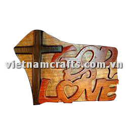 IB208 Intarsia Wood Art Wholesale Secret Wooden Scroll Saw Puzzle Box Manufacture Handcrafted Wooden Supplier Made In Vietnam God is Love