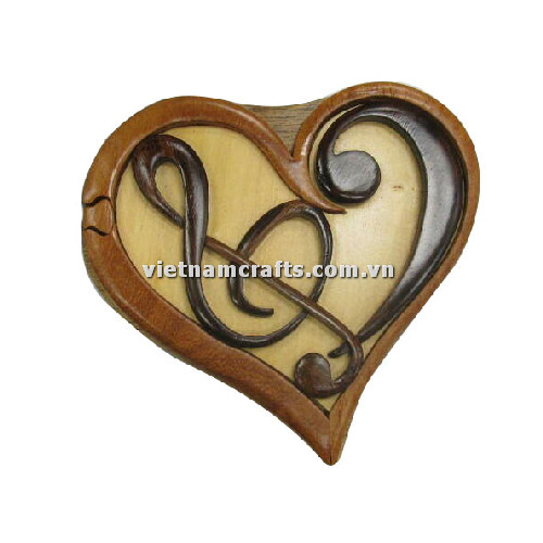 IB216 Intarsia Wood Art Wholesale Secret Wooden Scroll Saw Puzzle Box Manufacture Handcrafted Wooden Supplier Made In Vietnam Music Note