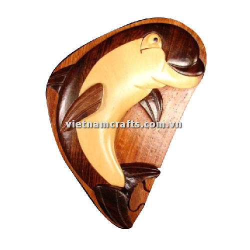IB217 Intarsia Wood Art Wholesale Secret Wooden Scroll Saw Puzzle Box Manufacture Handcrafted Wooden Supplier Made In Vietnam Whale