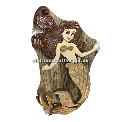 IB222 Intarsia Wood Art Wholesale Secret Wooden Scroll Saw Puzzle Box Manufacture Handcrafted Wooden Supplier Made In Vietnam Siren