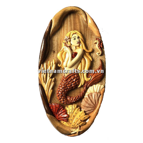 IB228 Intarsia Wood Art Wholesale Secret Wooden Scroll Saw Puzzle Box Manufacture Handcrafted Wooden Supplier Made In Vietnam Little Mermaid