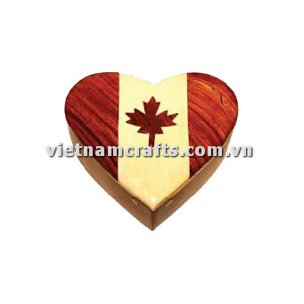 IB261 Intarsia Wood Art Wholesale Secret Wooden Scroll Saw Puzzle Box Manufacture Handcrafted Wooden Supplier Made In Vietnam Canada Flag