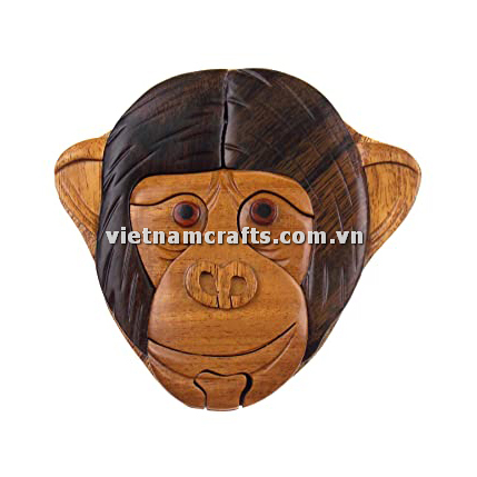 IB288 Intarsia wood art wholesale Secret Wooden puzzle box manufacture Handcrafted wooden supplier made in Vietnam Monkey