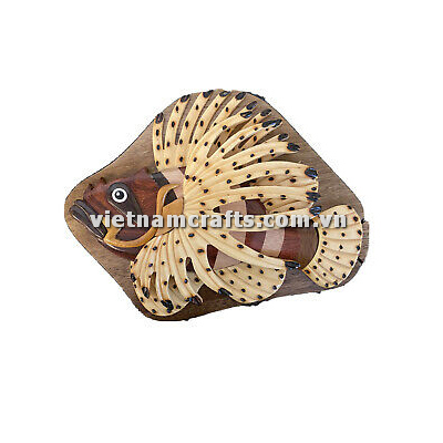 IB289 Intarsia wood art wholesale Secret Wooden puzzle box manufacture Handcrafted wooden supplier made in Vietnam LION-FISH