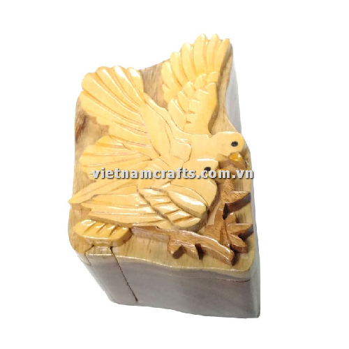 IB290 Intarsia wood art wholesale Secret Wooden puzzle box manufacture Handcrafted wooden supplier made in Vietnam Love Dove Puzzle Box