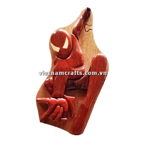 IB296 Intarsia Wood Art Wholesale Secret Wooden Scroll Saw Puzzle Box Manufacture Handcrafted Wooden Supplier Made In Vietnam Spiderman