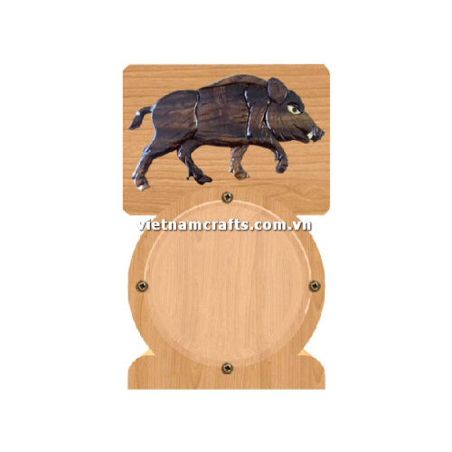 PGB15 Wholesale Scroll Saw Intarsia Wood Art Money Saving Wooden Box Piggy Bank Design Wild Boar (1)
