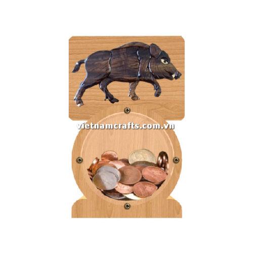 PGB15 Wholesale Scroll Saw Intarsia Wood Art Money Saving Wooden Box Piggy Bank Design Wild Boar (2)