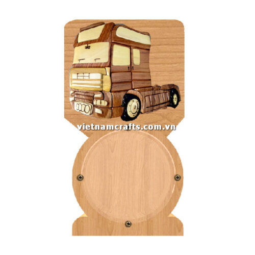 PGB16 Wholesale Scroll Saw Intarsia Wood Art Money Saving Wooden Box Piggy Bank Design Truck (1)