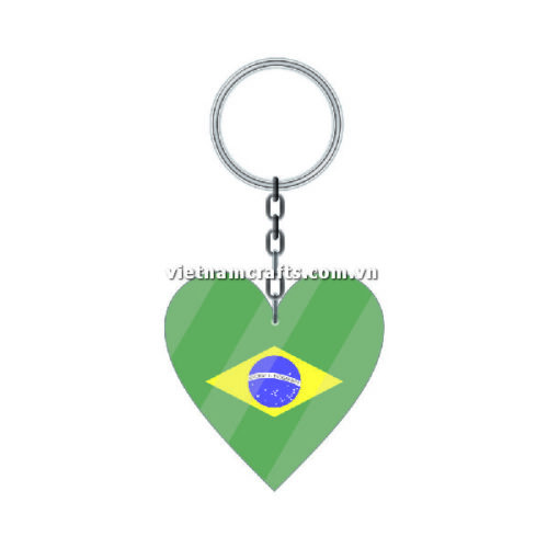Wholesale World Cup 2022 Qatar Mechadise Buy Bulk Acrylic Keychain Souvenir Brazil Flag Keychains Heart Shape