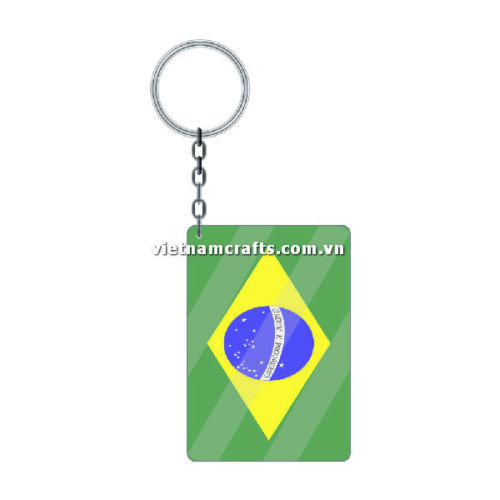 Wholesale World Cup 2022 Qatar Mechadise Buy Bulk Acrylic Keychain Souvenir Brazil Flag Keychains Rectangle Shape