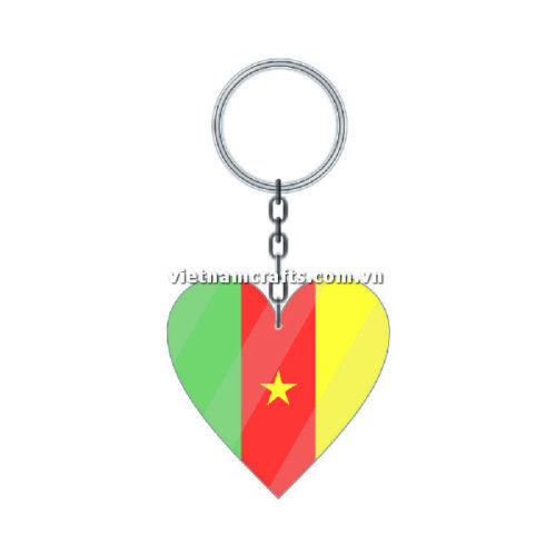 Wholesale World Cup 2022 Qatar Mechadise Buy Bulk Acrylic Keychain Souvenir Cameroon Flag Keychains Heart Shape