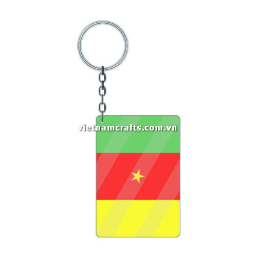 Wholesale World Cup 2022 Qatar Mechadise Buy Bulk Acrylic Keychain Souvenir Cameroon Flag Keychains Rectangle Shape