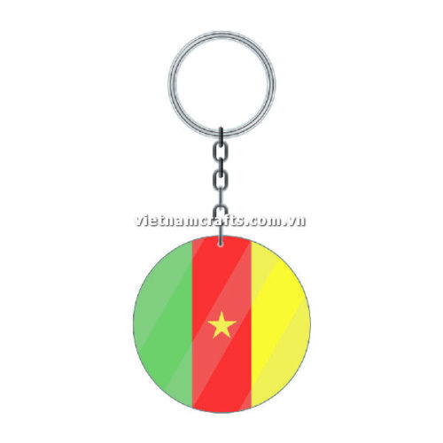 Wholesale World Cup 2022 Qatar Mechadise Buy Bulk Acrylic Keychain Souvenir Cameroon Flag Keychains Round Shape