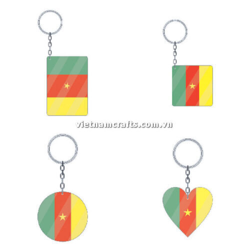 Wholesale World Cup 2022 Qatar Mechadise Buy Bulk Acrylic Keychain Souvenir Cameroon Flag Keychains Shapes