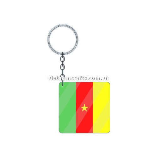 Wholesale World Cup 2022 Qatar Mechadise Buy Bulk Acrylic Keychain Souvenir Cameroon Flag Keychains Square Shape