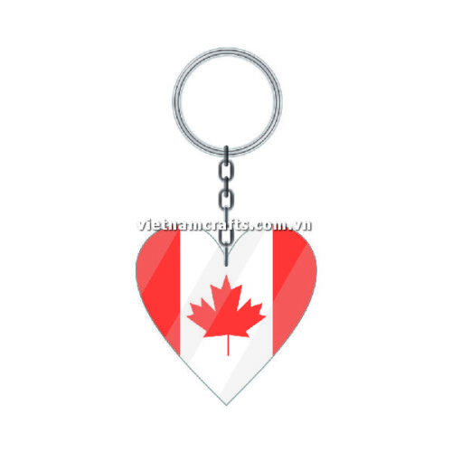 Wholesale World Cup 2022 Qatar Mechadise Buy Bulk Acrylic Keychain Souvenir Canada Flag Keychains Heart Shape