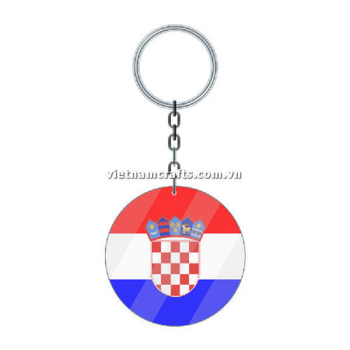 Wholesale World Cup 2022 Qatar Mechadise Buy Bulk Acrylic Keychain Souvenir Croatia Flag Keychains Round Shape