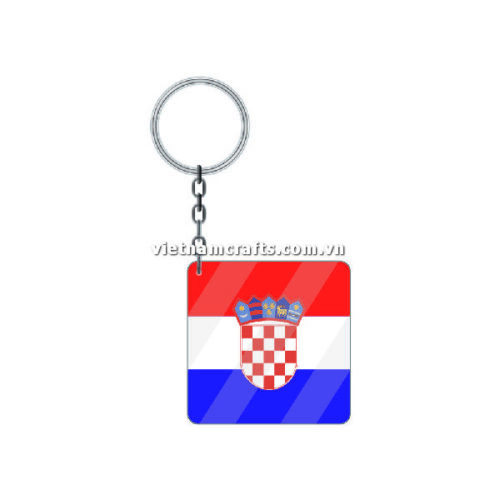 Wholesale World Cup 2022 Qatar Mechadise Buy Bulk Acrylic Keychain Souvenir Croatia Flag Keychains Square Shape