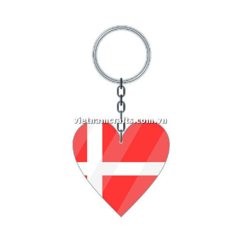 Wholesale World Cup 2022 Qatar Mechadise Buy Bulk Acrylic Keychain Souvenir Denmark Flag Keychains Heart Shape