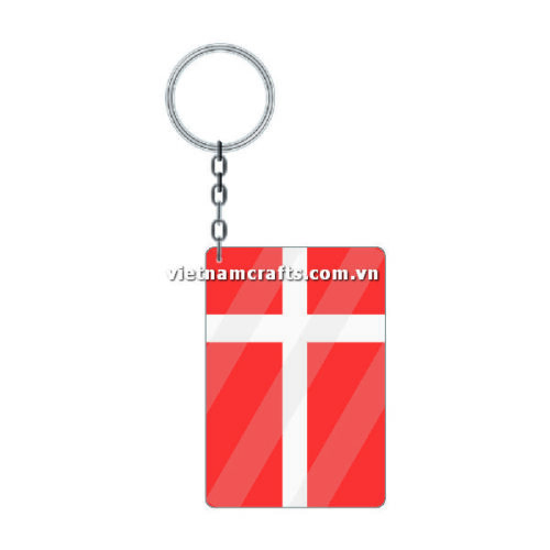 Wholesale World Cup 2022 Qatar Mechadise Buy Bulk Acrylic Keychain Souvenir Denmark Flag Keychains Rectangle Shape
