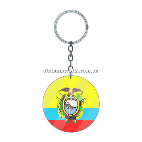 Wholesale World Cup 2022 Qatar Mechadise Buy Bulk Acrylic Keychain Souvenir Ecuador Flag Keychains Round Shape