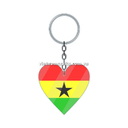 Wholesale World Cup 2022 Qatar Mechadise Buy Bulk Acrylic Keychain Souvenir Ghana Flag Keychains Heart Shape