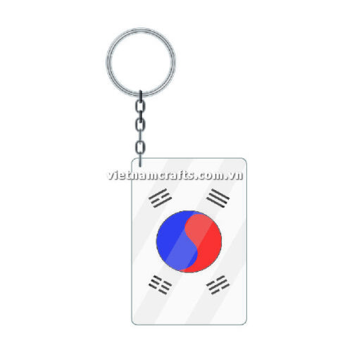 Wholesale World Cup 2022 Qatar Mechadise Buy Bulk Acrylic Keychain Souvenir Korean Republic Flag Keychains Rectangle Shape