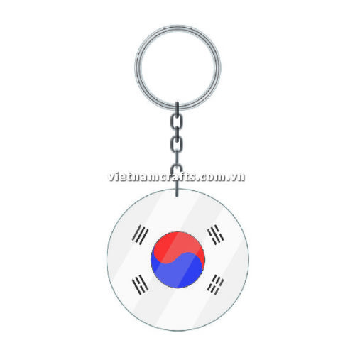 Wholesale World Cup 2022 Qatar Mechadise Buy Bulk Acrylic Keychain Souvenir Korean Republic Flag Keychains Round Shape