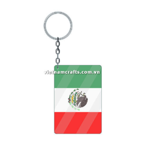 Wholesale World Cup 2022 Qatar Mechadise Buy Bulk Acrylic Keychain Souvenir Mexico Flag Keychains Rectangle Shape