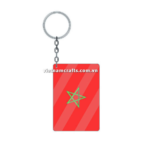 Wholesale World Cup 2022 Qatar Mechadise Buy Bulk Acrylic Keychain Souvenir Morocco Flag Keychains Retangle Shape
