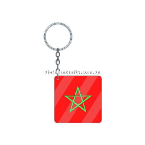 Wholesale World Cup 2022 Qatar Mechadise Buy Bulk Acrylic Keychain Souvenir Morocco Flag Keychains Square Shape