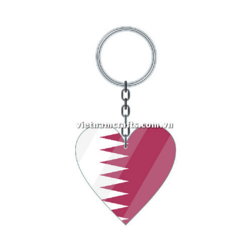 Wholesale World Cup 2022 Qatar Mechadise Buy Bulk Acrylic Keychain Souvenir Qatar Flag Keychains Heart Shape