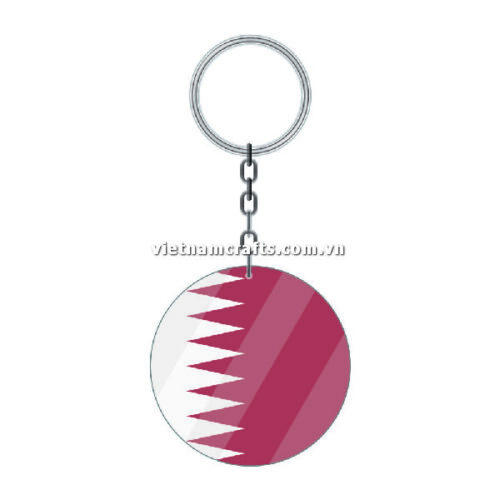 Wholesale World Cup 2022 Qatar Mechadise Buy Bulk Acrylic Keychain Souvenir Qatar Flag Keychains Round Shape