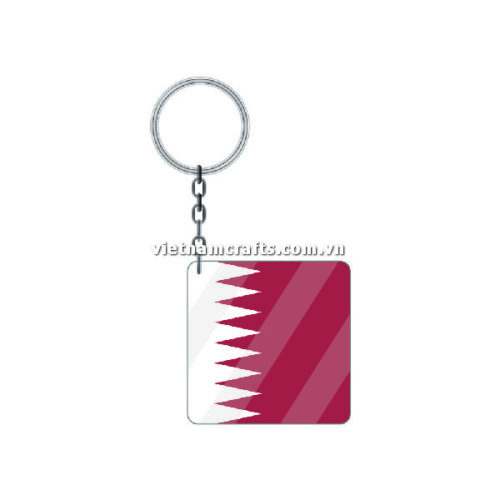Wholesale World Cup 2022 Qatar Mechadise Buy Bulk Acrylic Keychain Souvenir Qatar Flag Keychains Square Shape
