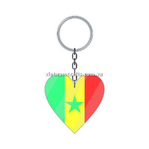 Wholesale World Cup 2022 Qatar Mechadise Buy Bulk Acrylic Keychain Souvenir Senegal Flag Keychains Heart Shape
