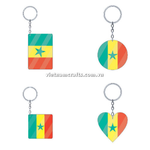 Wholesale World Cup 2022 Qatar Mechadise Buy Bulk Acrylic Keychain Souvenir Senegal Flag Keychains Shapes