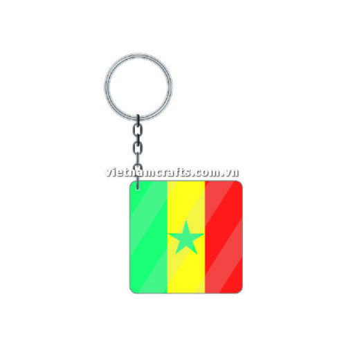 Wholesale World Cup 2022 Qatar Mechadise Buy Bulk Acrylic Keychain Souvenir Senegal Flag Keychains Square Shape