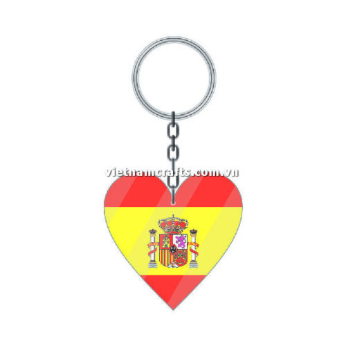 Wholesale World Cup 2022 Qatar Mechadise Buy Bulk Acrylic Keychain Souvenir Spain Flag Keychains Heart Shape